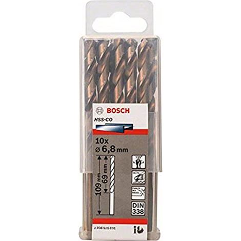 Punzione a spirale in acciaio inossidabile PRO HSS-Co, 6,8 x 69 x 109 mm, set da 10 pezzi