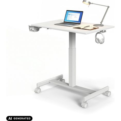 Table assis-debout Stand K, 71-108 cm, avec porte-boissons, blanche, hjh OFFICE (1/5)