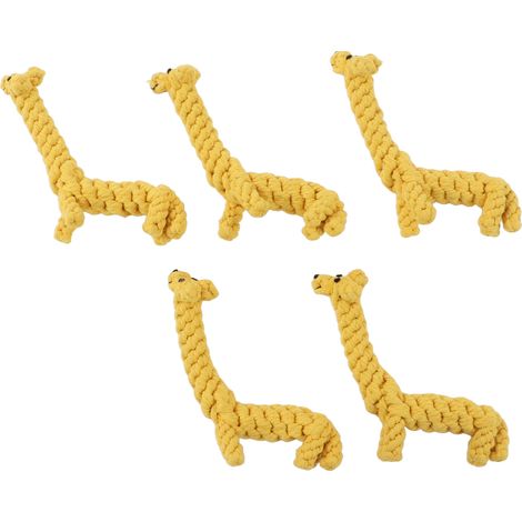 Jeffergarden Jouets en corde de coton pour chiens, 5 pièces, Design girafe, nettoyage des dents, jouet à mcher pour petits et moyens chiens (1/5)