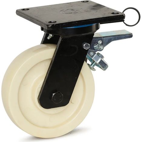 Roue pivotante extra lourde freinée - MESO - Nylon - 200mm - 1300kg - Platine (1/2)