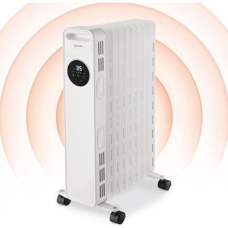 Igenix Digital Oil Filled Radiator, 2kW/2000W, Overheat Protection, White - IG2621 (1/5)