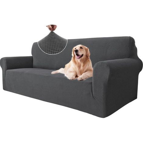 180 240cm Gris Housse Canapé 3 Places avec Accoudoirs, Housse Canape Extensible, Protege Canape Universelle, Housses pour Meubles Protection pour Chiens et Chats, Moderne Housse Fauteuil (1/5)