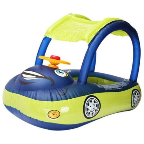 Galleggiante gonfiabile per neonati con tetto, robusto gommone in PVC a forma di auto con parasole per neonati e bambini, ideale per la spiaggia in estate e per i giochi all'aperto. (1/5)