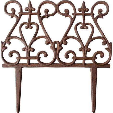 Ac-Deco – Clôture de jardin en fonte – Bordure décorative – Résistante aux intempéries et UV – Extrémités pointues pour enfoncement facile (1/3)