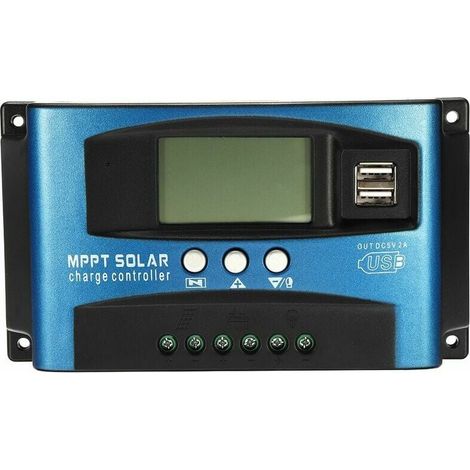 Régulateur de charge solaire 100A MPPT 12V/24V – Efficacité optimale – Écran LCD – Protection contre surcharge et décharge excessive (1/2)