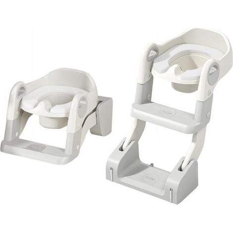 Réducteur De Wc - 1 Unité - Plastique Gris - Antidérapant Avec Marches - Pour Enfant Dès 3 Ans - Couleur Gris (1/5)