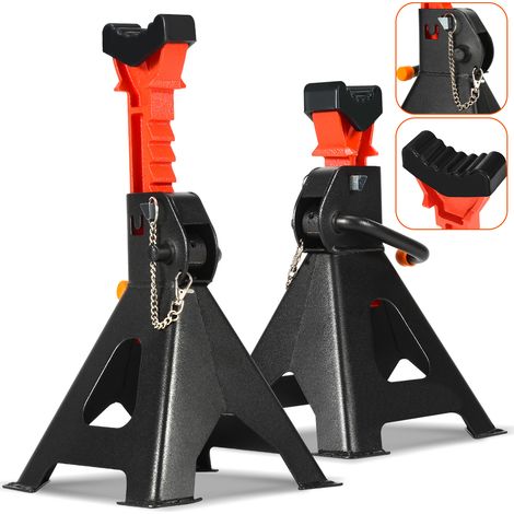 Wolketon 2 Pièces Chandelles à Crémaillère 3T noires, chandelles auto réglables 285-430 mm avec goupille de sécurité pour voiture SUV (1/5)