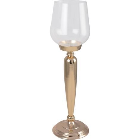 Grand Chandelier Bougeoir Haut Décoratif de Table en Métal Doré - 16 x 16 x 54,5 cm - PANGIVO (1/3)