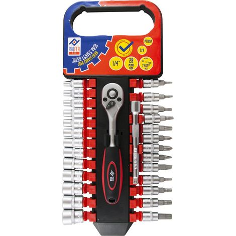 JEU DE DOUILLES 28 PCS + CLIQUET - 1/4''