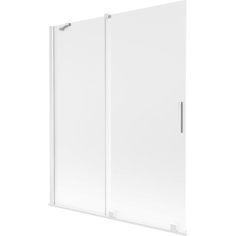 Mexen Velar paravento per vasca da bagno 2 ante scorrevoli 140 x 150 cm, brina, bianco - 896-140-000-31-20