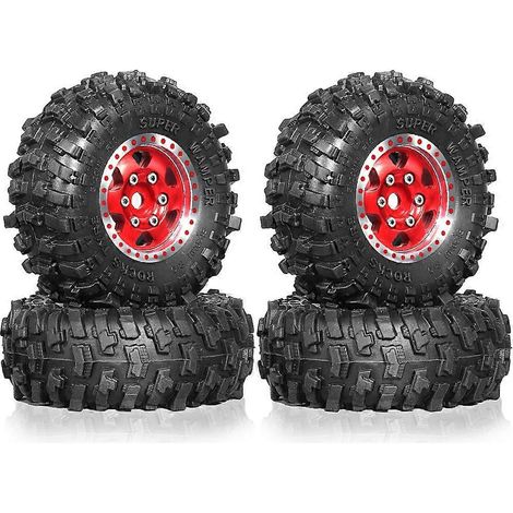1-Zoll-Metall-Beadlock-Felgen- und Reifensatz für RC-Crawler im Maßstab 1:18, Rot (1/5)