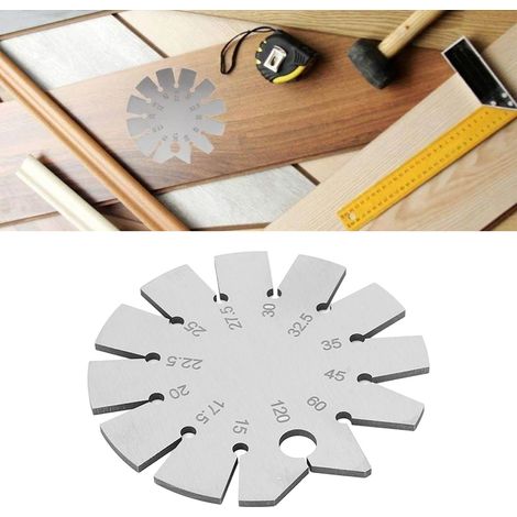 Calibre d'angle en acier inoxydable, instrument de mesure d'angle, plage 15°-120°, outils de mesure, lames/calibres/ciseaux/rabots/mesure de bord pour le travail du bois, etc. (1/5)
