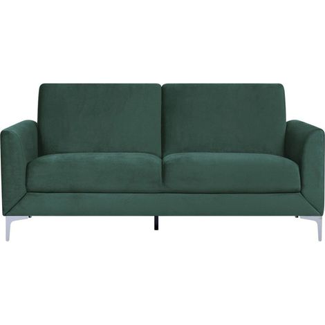 Divano 3 posti in tessuto vellutato verde Fenes (1/5)