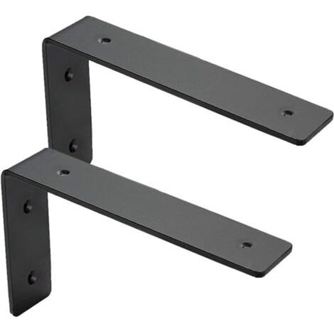 QORVA-Lot de 2 Equerre Etagere Murale, Supports Pour étagères Lourdes Industrielles, Equerre Charge Lourde, Supports en L, 5 mm d'épaisseur avec Vis (15 cm)