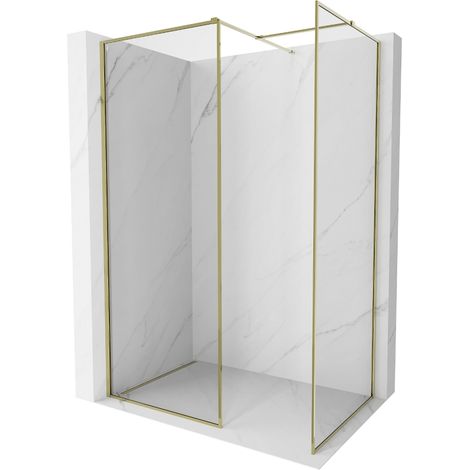 Mexen Kioto-F Duschwand Walk-in mit Rahmen 115 x 90 cm, transparent 8 mm, gold - 800-115-202-04-50-090