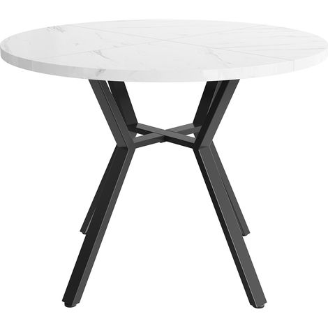 Ensemble table ronde et 4 chaises en MDF effet marbre vert et métal noir (1/5)