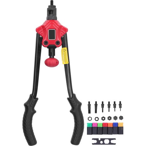 Pince à riveter manuelle en acier haute carbone, kit de pose d'écrous à rivets OWBT611, avec clé à mandrin et accessoires (1/5)