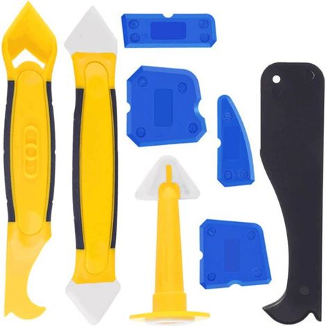 Lisseur Joint Silicone, Grattoir Silicone 8 Pièces Avec , Outil de Calfeutrage Silicone pour Scellant Extracteur de Calfeutre Finition Applicateur pour Salle de Bain Cuisine (1/5)