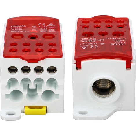 Boîte de jonction pour borniers DIN Rail, distribution principale universelle 690V 400A, rouge (1/5)