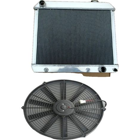 Radiador de aluminio, diseño de 3 filas, dimensiones del núcleo 17-3/8" x 25", dimensiones totales 22" x 25", entrada superior 1 1/2", salida inferior 1 3/4". (1/5)