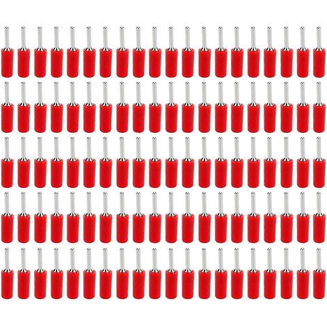 100 Stück Bananenstecker, männlich, vernickelt, Messingstift, gerade, für innere Federplatten J.10001, 2 mm, rot