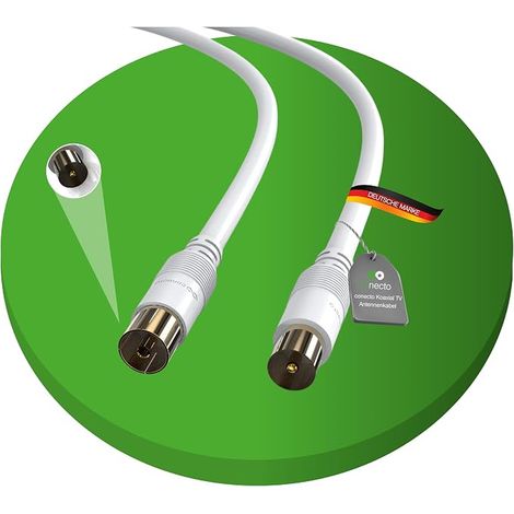 SAT Antenna Cable Coaxial Cable TV Satellite Cable 5m Double Shielded IEC Connector to IEC Female Connector for HDTV, Receiver, Satellite, DAB, Radio, White