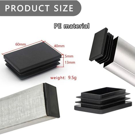 16 pcs Bouchons à lamelles 60x40 mm pour Tube carré, Bouchons carrés en Plastique PE, Bouchon Pied de Chaise, Bouchon Tube Carré pour Tubes Métalliques, Chaises, Canapés, Tables et étagères (1/3)
