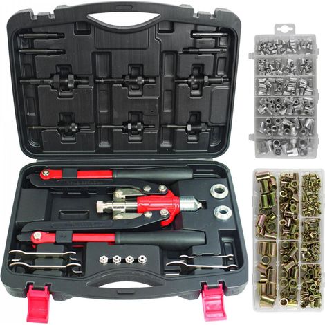 Pince a rivet et insert + assortiments 235 inserts acier et 150 alu