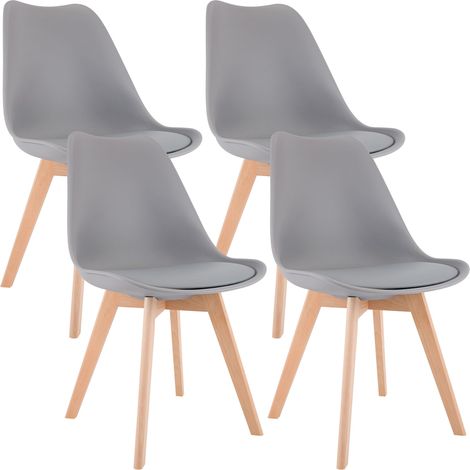 Juego de 4 sillas de comedor Linares Gris Plástico (1/5)