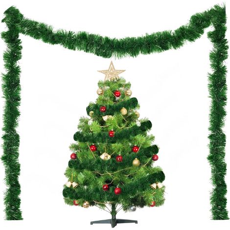 Guirlande de Noël Verte - 4 Pièces Sapin Artificiel Ø 9 cm, 12 Mètres Décoration d'Arbre pour Cheminée, Escalier, Intérieur, Extérieur (1/5)