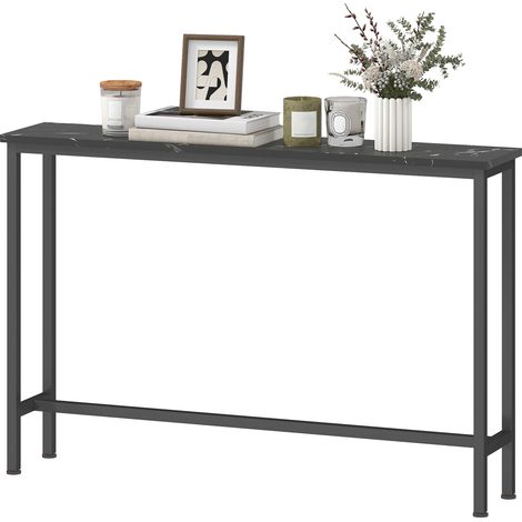 Console étroite en métal noir avec plateau effet marbre 100 x 20 x 66 cm (1/5)