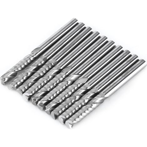 Ej.Life Schaftfräser, 10 Stück, Wolframkarbid-Schaftfräser, Einschneidig, Fräser, Spirale, CNC-Frässtifte, Set, Fräser, 3,175 X 22 Mm, Bohrfräser