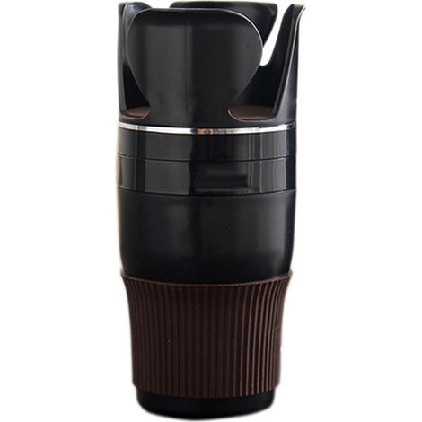 Porte-gobelet voiture 360° rotatif multifonction anneau antidérapant silicone noir pour clés tasses thé (1/5)