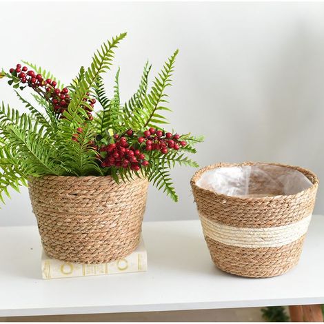 2pcs Paniers Panier Seagrass, Panier Rangement pour Maison Décor, Panier Plante Pot de Fleurs, Panier à Fleurs Plantes, Pot de Fleurs Naturelles Cadeaux pour Enfant Adult--221514cm (1/5)