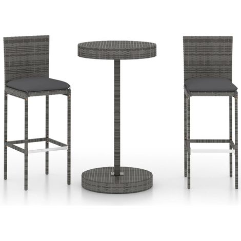 Garden Bar Set Grey PE rattan Medium Footrest Garden Bar Set vidaXL (1/5)