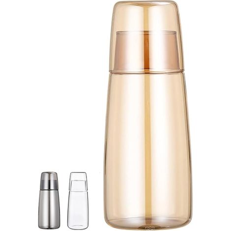 1 Carafe à eau, Verre, 750 ml, Couvercle multifonction, Tasse 202 ml, Chambre/Salle de bain