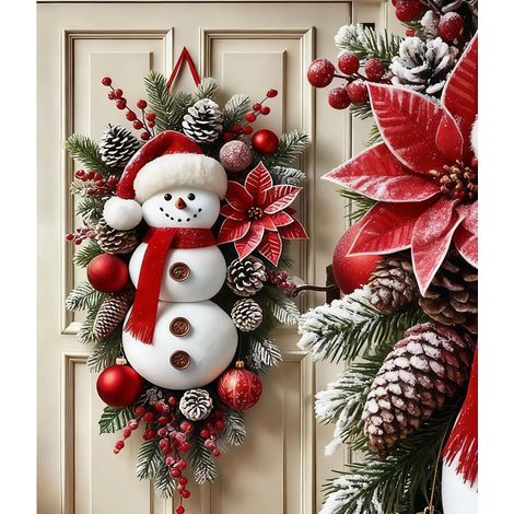 De Noel Interieur Bonhomme, 180x90cm, Décorations De Porte D'Entrée De Noël, Grands Couronne Suspendue Festive Artificiels, pour Chambre Salon Patio Porche Bureau (1/5)