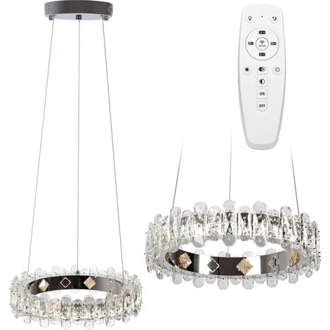 LAMPADA A SOSPENSIONE APP1041-CP CRISTALLO LED + TELECOMANDO TONDO 1-PUNTI LUCE 44 W 39X39X10-102CM REGOLABILE