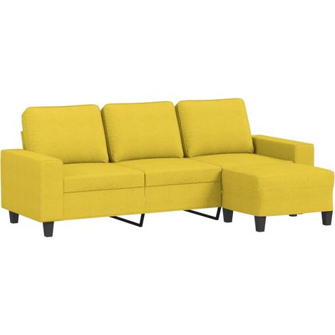 Canapé à 3 places，Sofa pour Salon，Banquette avec repose-pieds Jaune clair 180 cm Tissu CFW425896 (1/5)