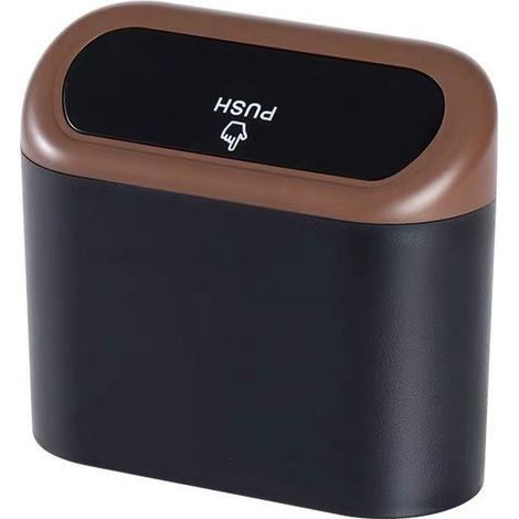 2x piccoli cestini per auto, cestini per auto con coperchio, cestini per auto impermeabili, contenitori portatili da appendere per auto, per ufficio in auto (colore caffè)