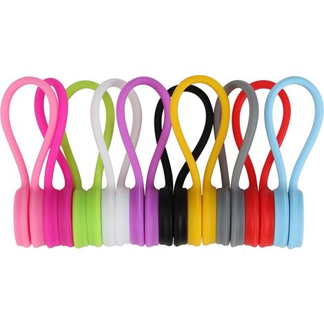 10 Stück magnetische Kabelclips, wiederverwendbare Kabelbinder, magnetisches Kabelmanagement aus Silikon zum Ordnen und Bündeln von Kabeln, Ladegeräten, magnetisches Kabelmanagement