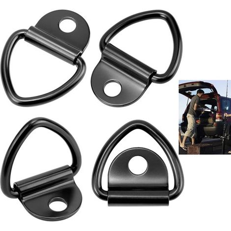 4 argollas de amarre, anillas en V para remolques, camiones, coches, barcos y kayaks, 6,2 x 3 cm (negras) (1/5)