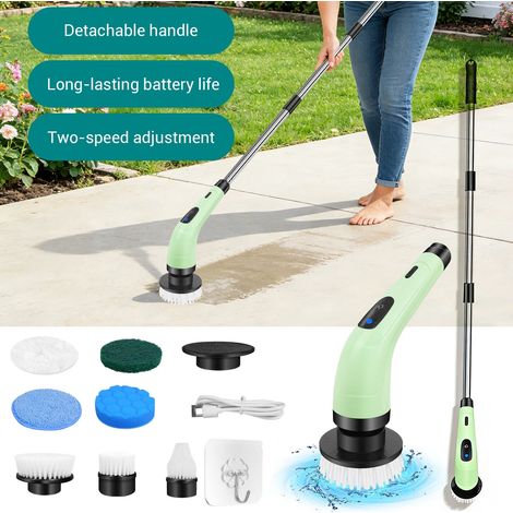 Brosse de nettoyage électrique sans fil 7 en 1 pour salle de bain, tête rotative, modèle 2026