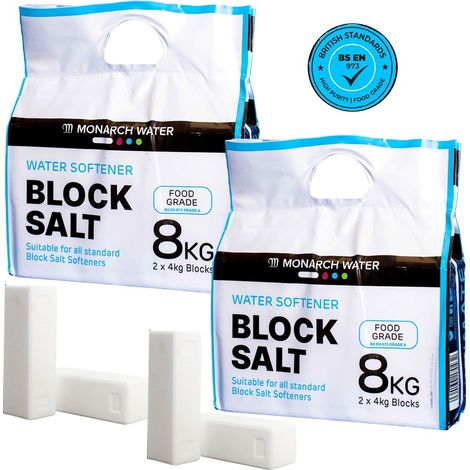 Monarch Ultimate Water Softener Block Salt 8kg Bag 4x 4kg Salt Blocks Food Grade (1/5)