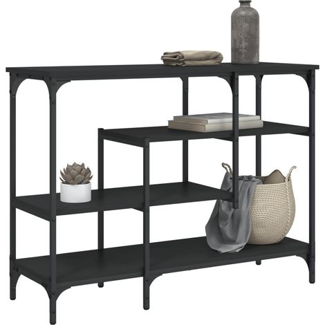 vidaXL Tavolino Consolle con Ripiani Nero 100x35x75 cm (1/5)