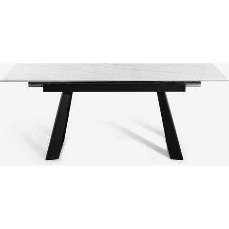 Tavolo da pranzo allungabile moderno 90x160-200cm effetto marmo Caracas - Bianco