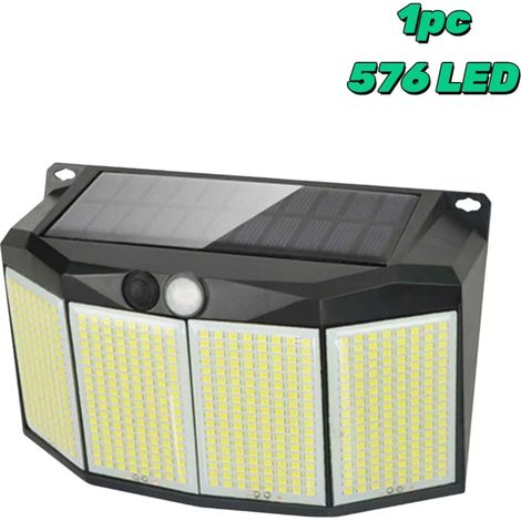 (3 modes - 1 pièce) Lampe solaire d'extérieur avec détecteur de mouvement, 3 modes, 576 LED, étanche, idéale pour allée, jardin ou garage. (1/5)
