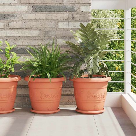 Runder Blumentopf 6 pcs Ziegelrot Ø 30 x 25 cm Kunststoff
