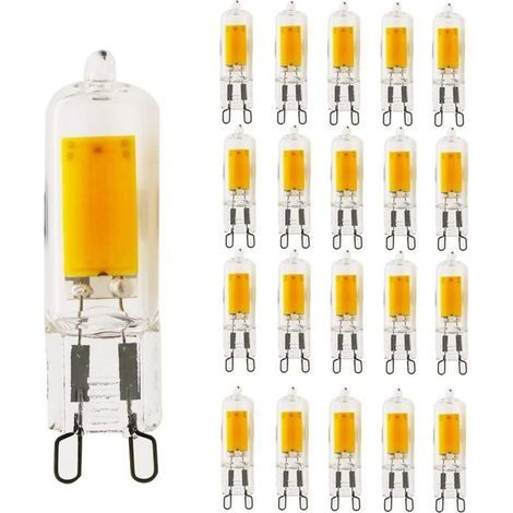 Lot de 20 ampoules LED G9 5W blanc chaud 3000 K G9 Remplace les ampoules halogènes 40 W Ampoule basse consommation 400 lm Angle d'éclairage 360° Intensité variable [Classe énergétique (1/4)