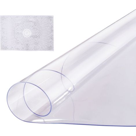 Nappe Ronde Transparente Diamètre 106,7 cm Épaisseur 2 mm, Film de Table Transparent en PVC, Imperméable et Facile à Nettoyer, Protection de Table pour Bureau, Cuisine Restaurant Salle à Manger (1/5)